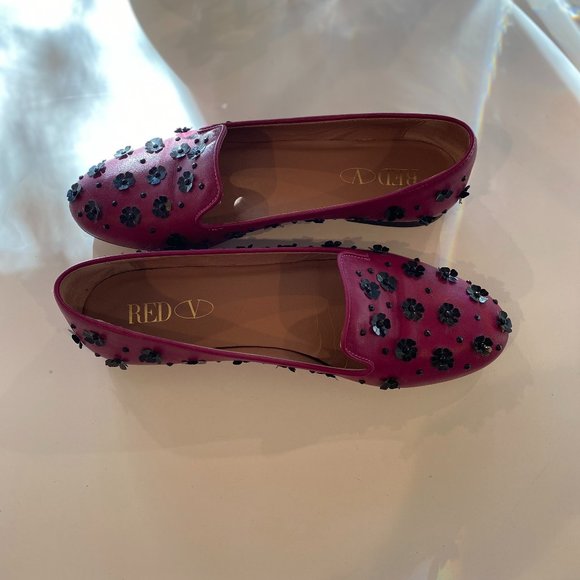RED VALENTINO Ballerina Flats Pailletes Flowers in Raspberry Pink for women - Picture 2 of 6